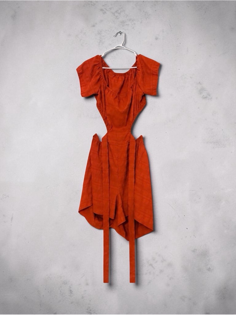 Burnt Orange Cutout Shorts Jumpsuit